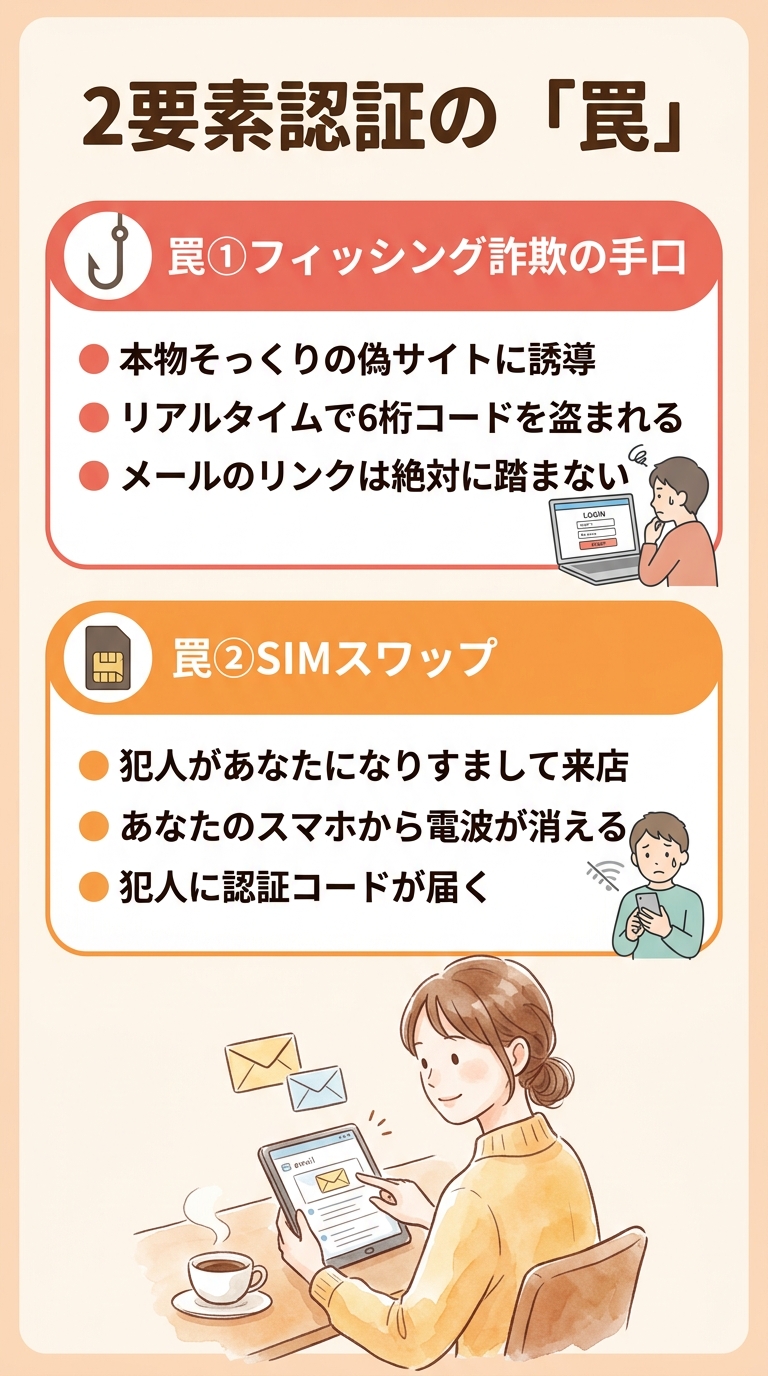 2要素認証の罠 - フィッシング詐欺とSIMスワップの手口