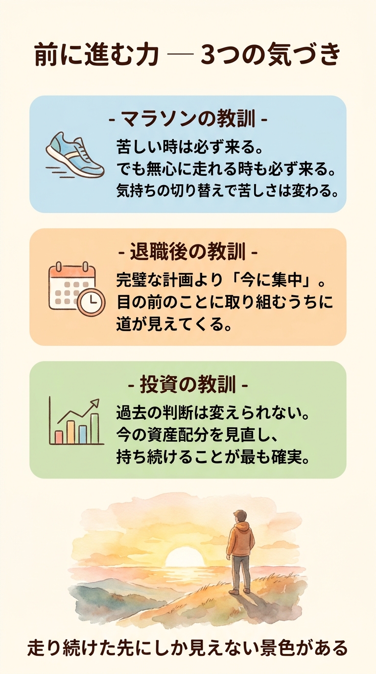 前に進む力 - マラソン・退職・投資の3つの気づき
